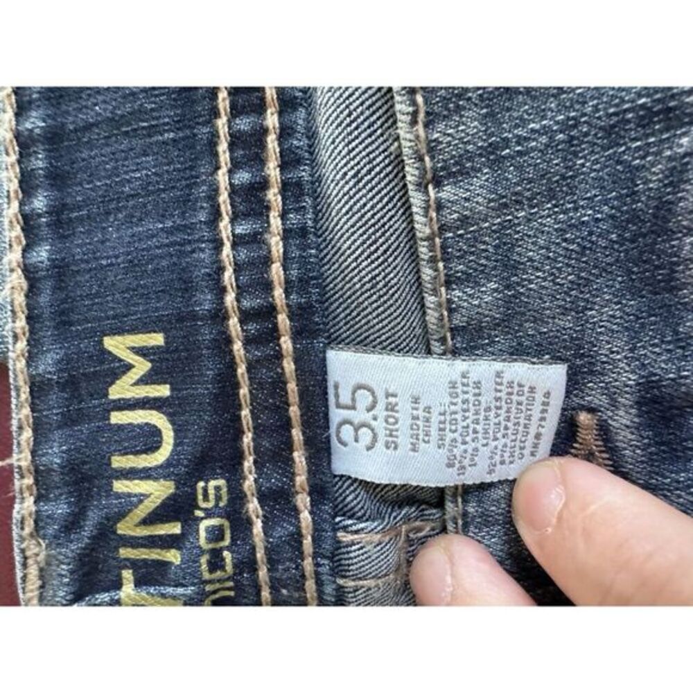 Chico's Platinum Jeans Size 35 Short‎ Denim Stretch GOLD sequins - Picture 4 of 11